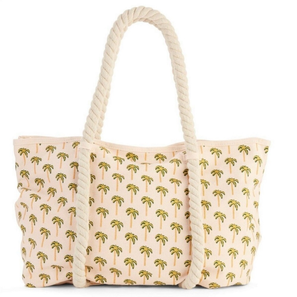 🌸3/$25 🆕 No Boundaries Palm Tree Print Beach Rope Tote Bag Reusable Canvas Bag